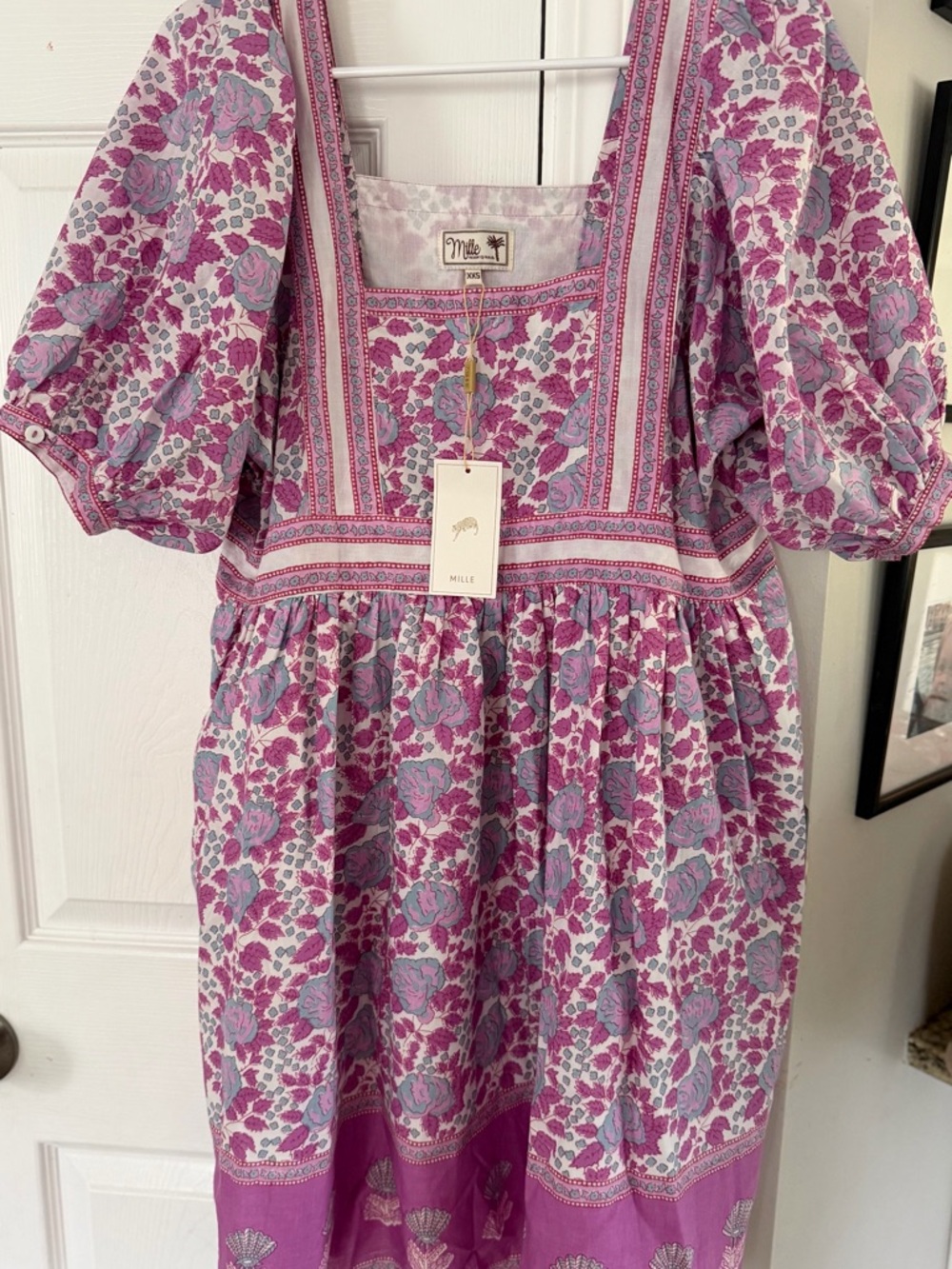 Mille Pink Floral Square-Neck Prairie Dress